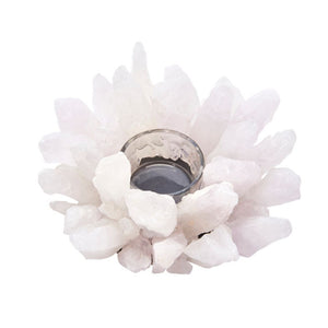 Starburst Style White Agate & Glass Votive Candle Holder