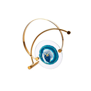 Well-designed Agate Decorative Tabletop Clock, Blue And Gold