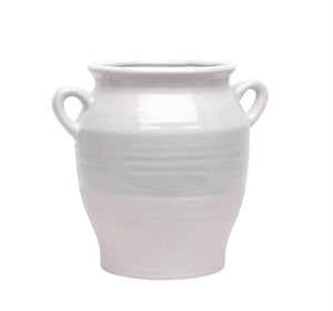 Simplistic Design Ceramic Vase With Handle, White