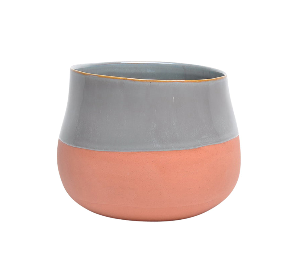 Urbane Style Ceramic  Vase, Gray And Orange