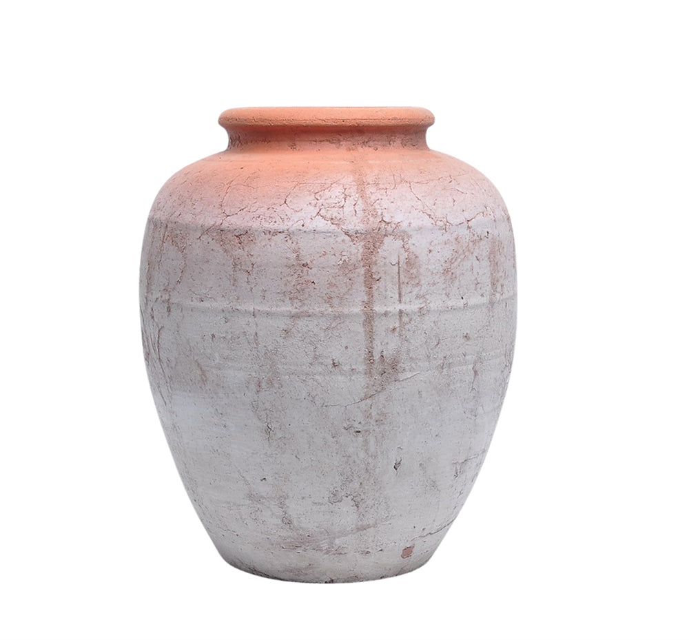 Well-designed Urn Shaped Ceramic Planter, White And Orange