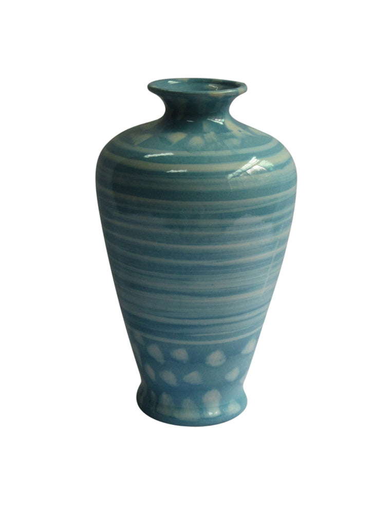 Adorning Urn Shaped Ceramic Vase, Green