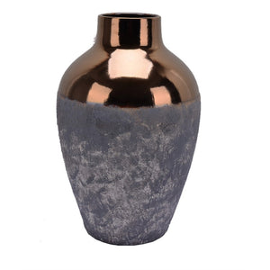 Contemporary Decorative Ceramic Vase,  Gray And Bronze