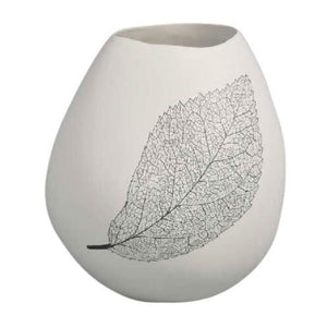 Sophisticated Bulb Vase With Leaf Design, White