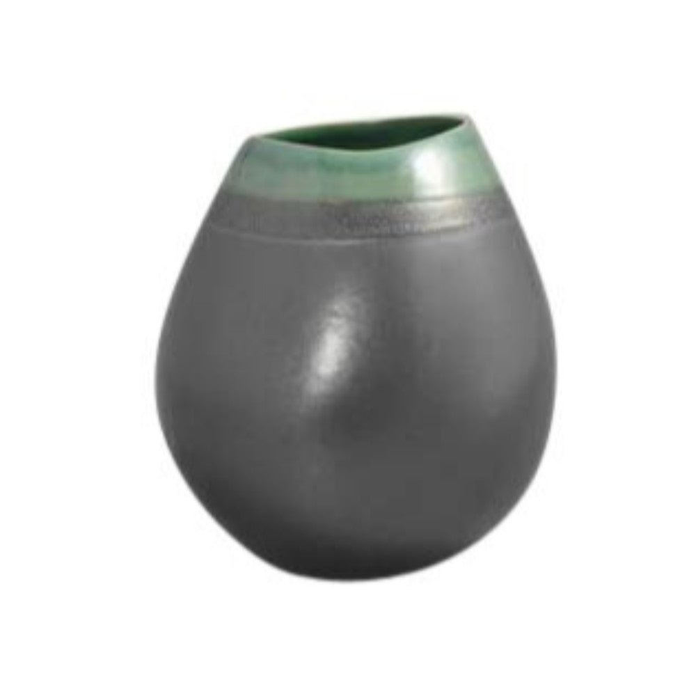 Dazzling  Ceramic Decorative Bulb Vase, Gray And Green