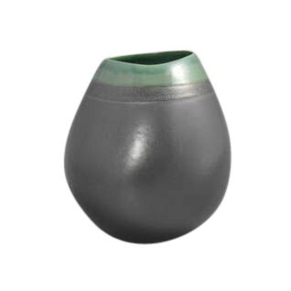 Ceramic Decorative Bulb Vase, Gray And Green