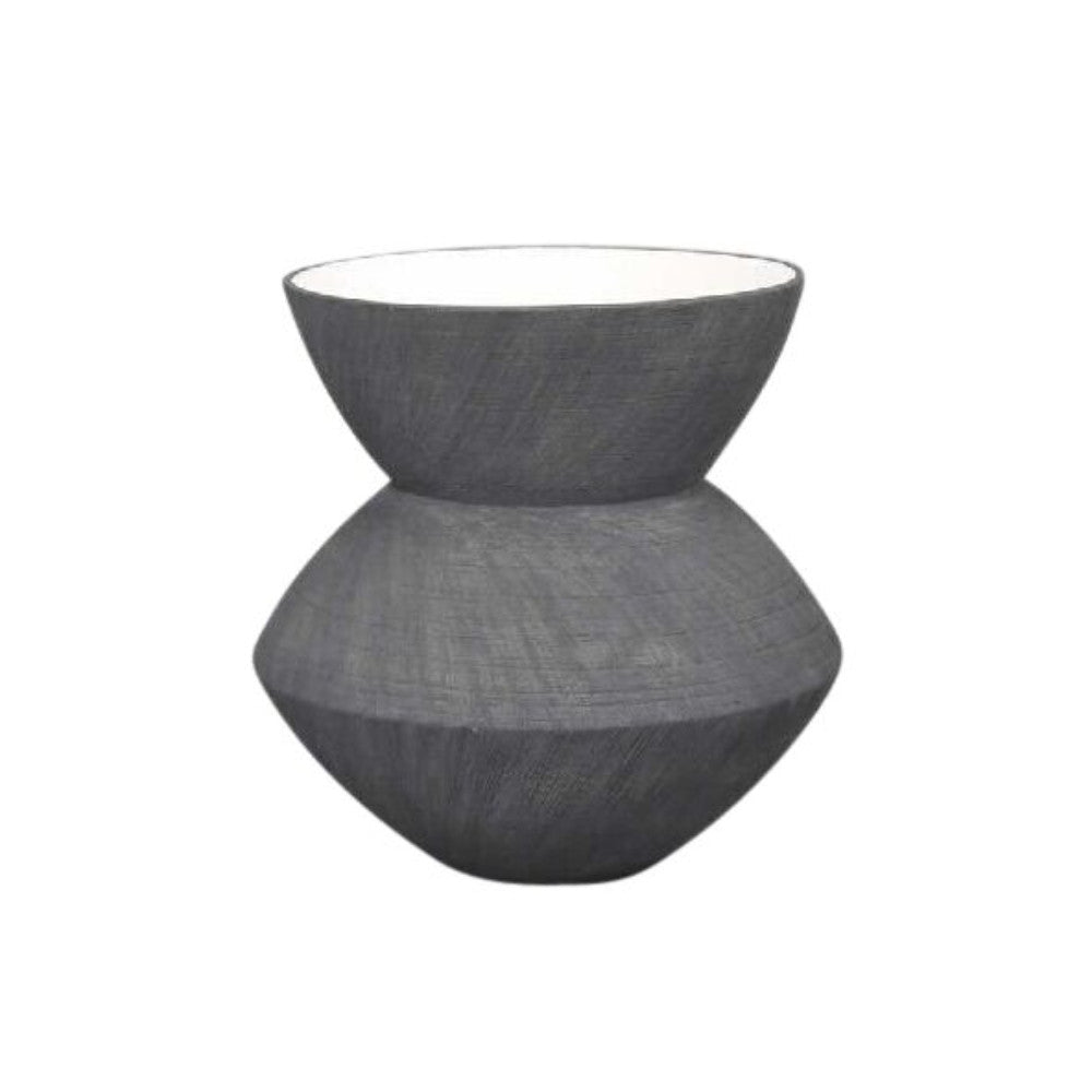 Enchanting Ceramic Angular Scratch Vase, Dark Gray