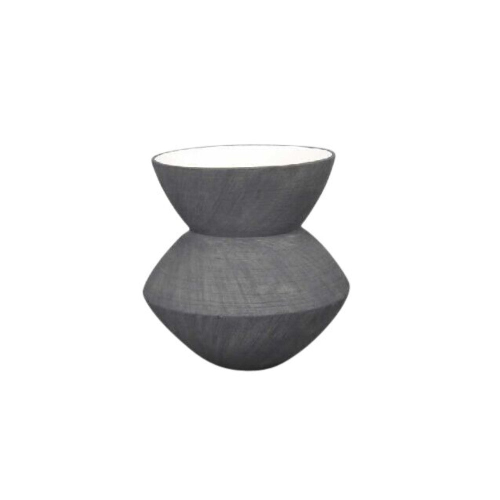 Captivating Ceramic Angular Scratch Vase, Dark Gray