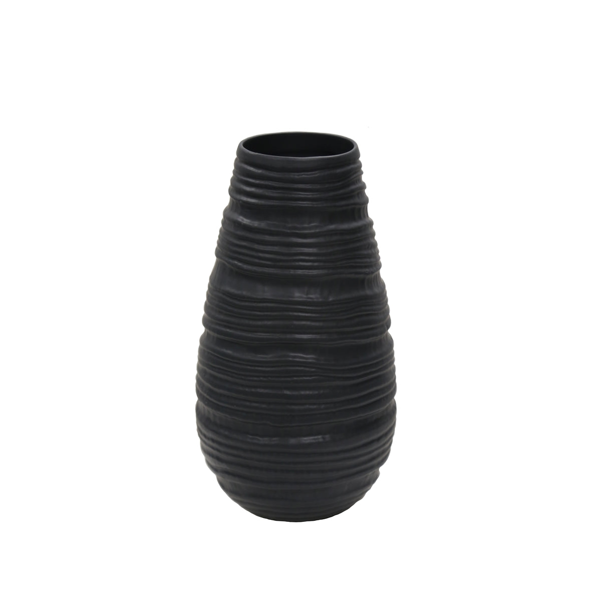 Appealing Ceramic Wavy Vase, Black