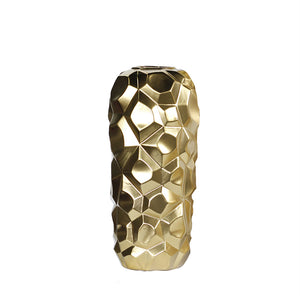 Attractive Faceted Ceramic Table Vase, Gold