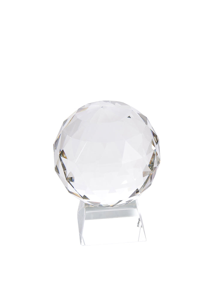 Stupendous  Decorative Crystal Orb On Base Sculpture, Clear