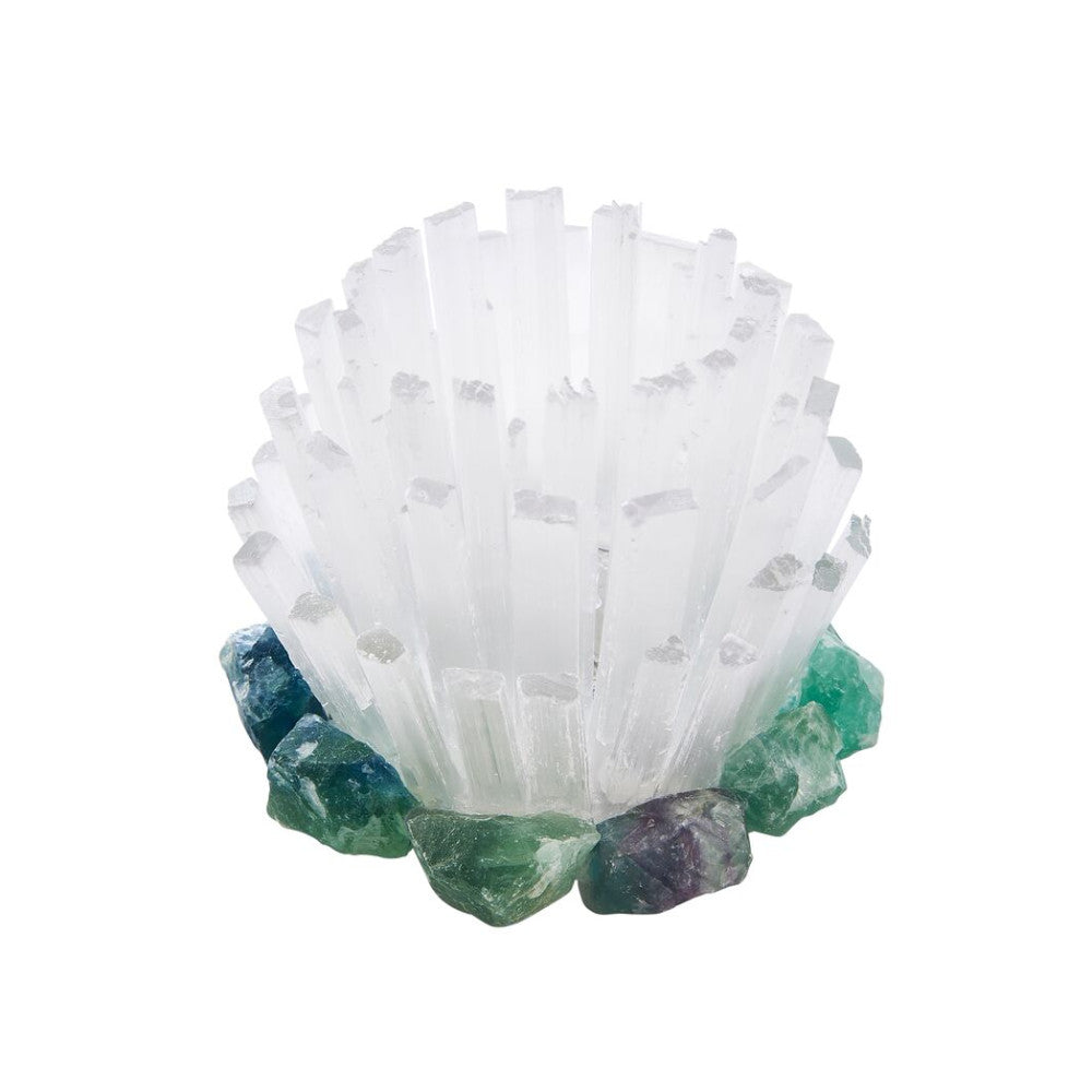 Luxurious  Quartz Votive Candle Holder, White And Green