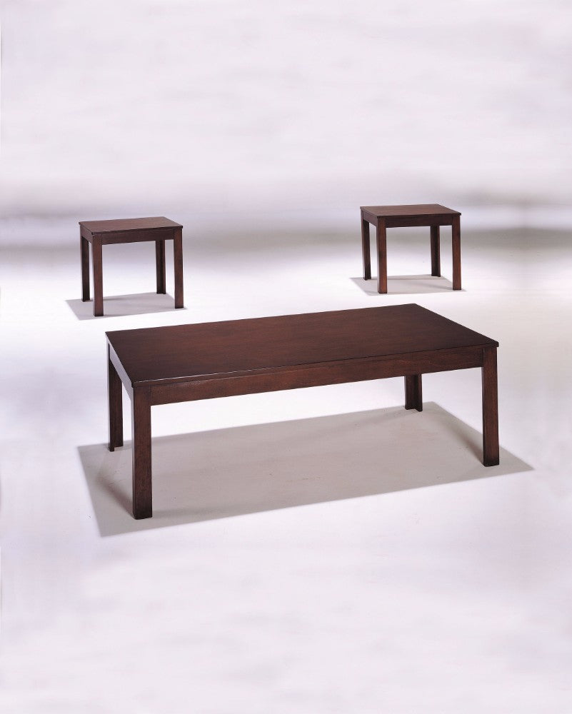 Coffee & End Table Set, Cherry Brown, Pack of 3 Pieces