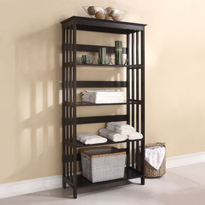 Wooden Shelf Rack With 4 Shelves, Espresso Brown