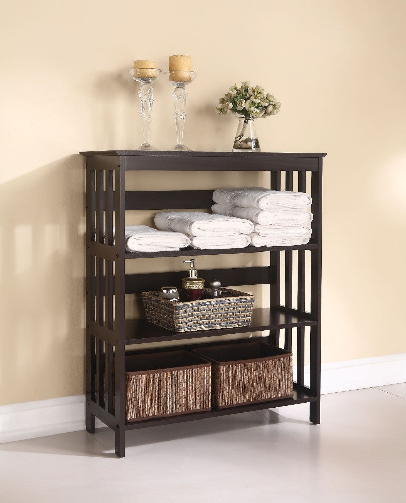 Wooden Shelf Rack With 3 Shelves, Espresso Brown