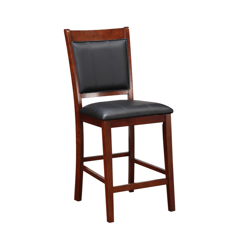 Elegant Wooden Armless High Chair, Brown & Black, Set of 2