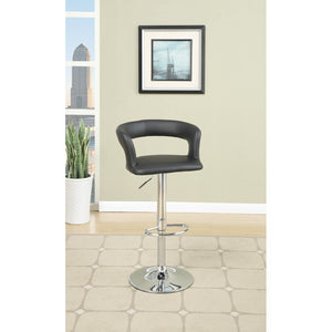 Metal Base Bar Stool With Faux Leather Seat And Gas Lift Black & Silver Set of 2