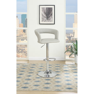 Metal Base Bar Stool With Faux Leather Seat And Gas Lift, Gray & Silver Set of 2