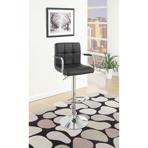 Chair Style Barstool With Faux Leather Seat And Gas Lift Black And Silver Set of 2