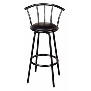 Distressed Metal Casual Bar Stool, Black, Set of 2