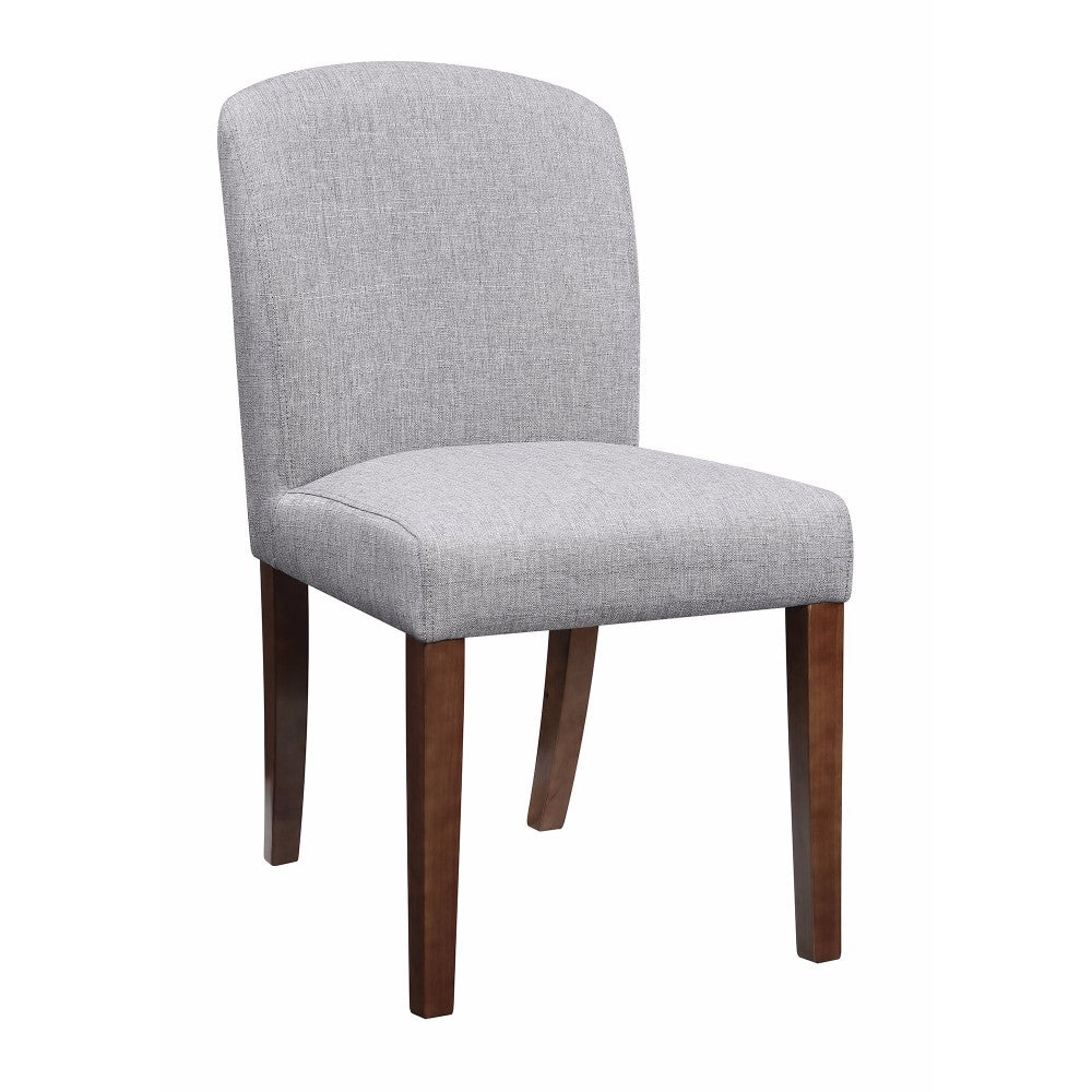 Fabric & Wooden Dining Chair, Gray & Brown, Set of 2