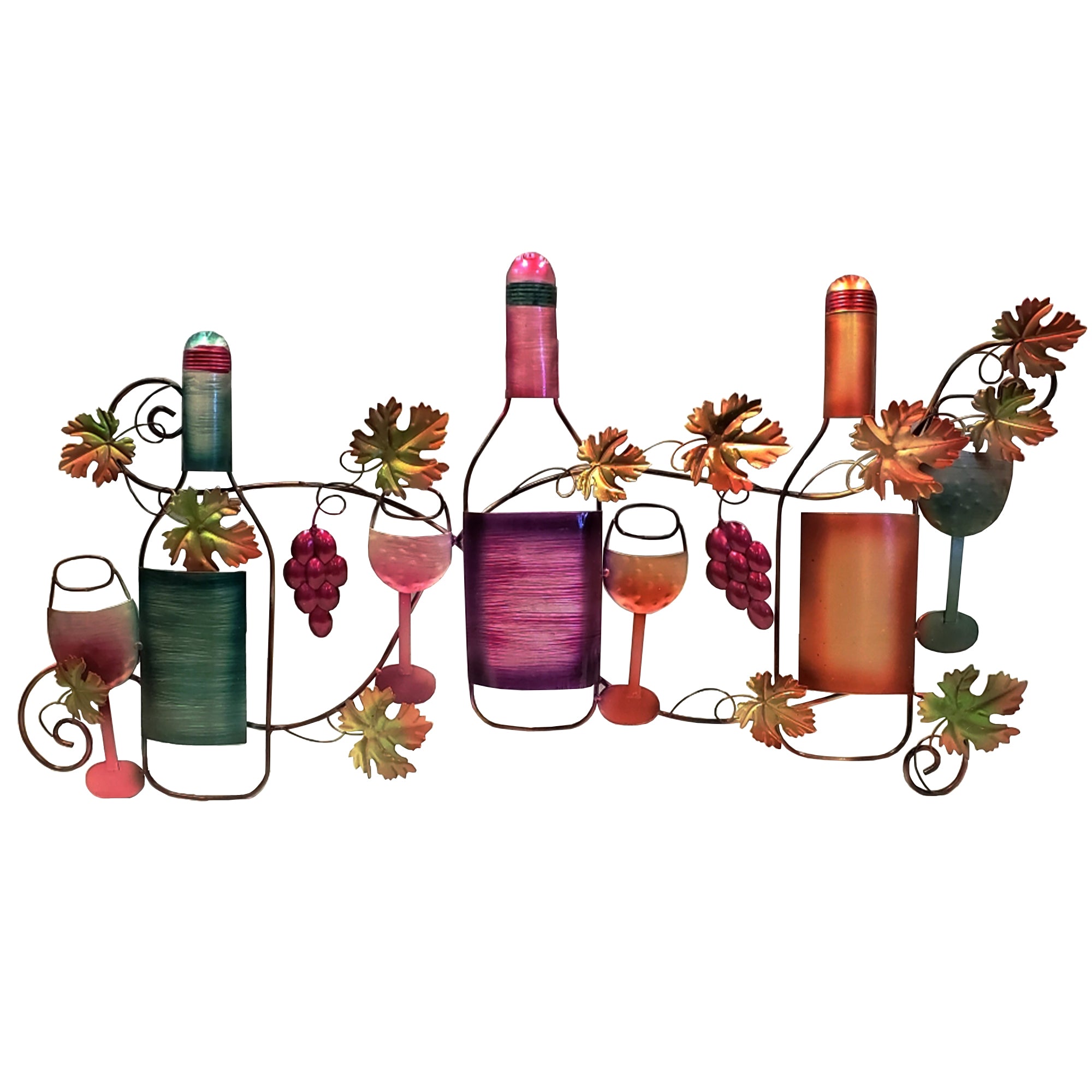 Classy Metal Based Wine Wall Decor, Multicolor