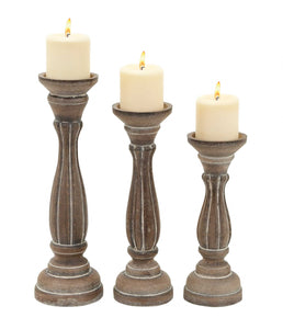 Candle Holder Traditional Pillar Shaped Design - Set Of 3