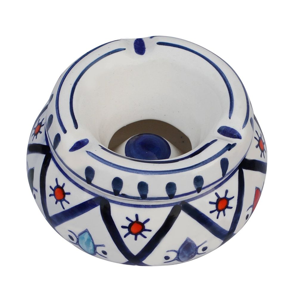 Moroccan Handmade Ash Tray With Lid In Ceramic