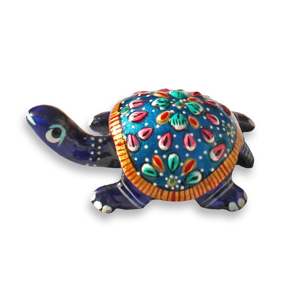 Finest Metal Meenakari Work Tortoise Figurine