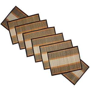 Set Of 6 Hand Woven Placemats and Runner In Grass