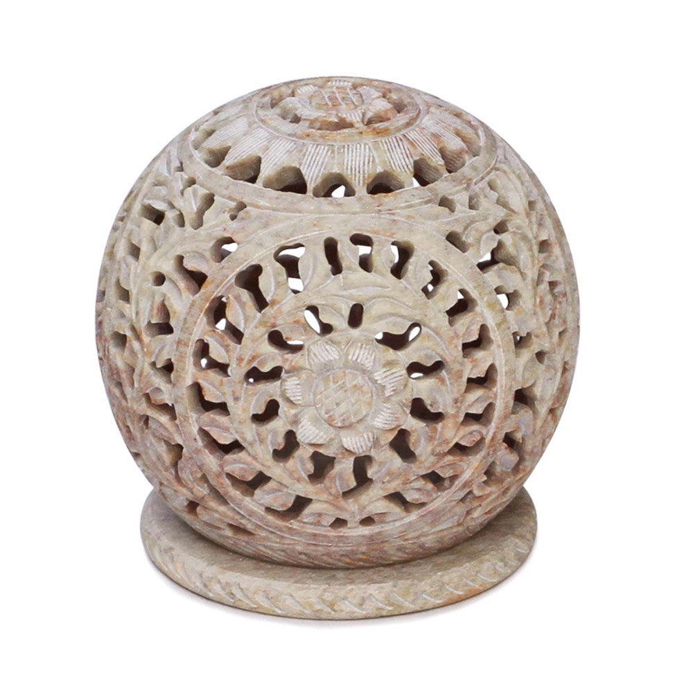 Natural Hand-Carved  Candle Or Tea Light Holder In Soapstone