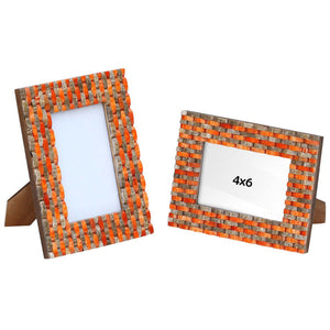 Handmade Tile Striped Pattern Photo Frame In Mango Wood