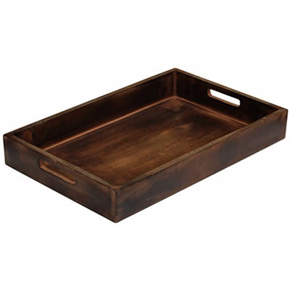 Traditionally Designed Sturdy Wooden Serving Tray with Handles