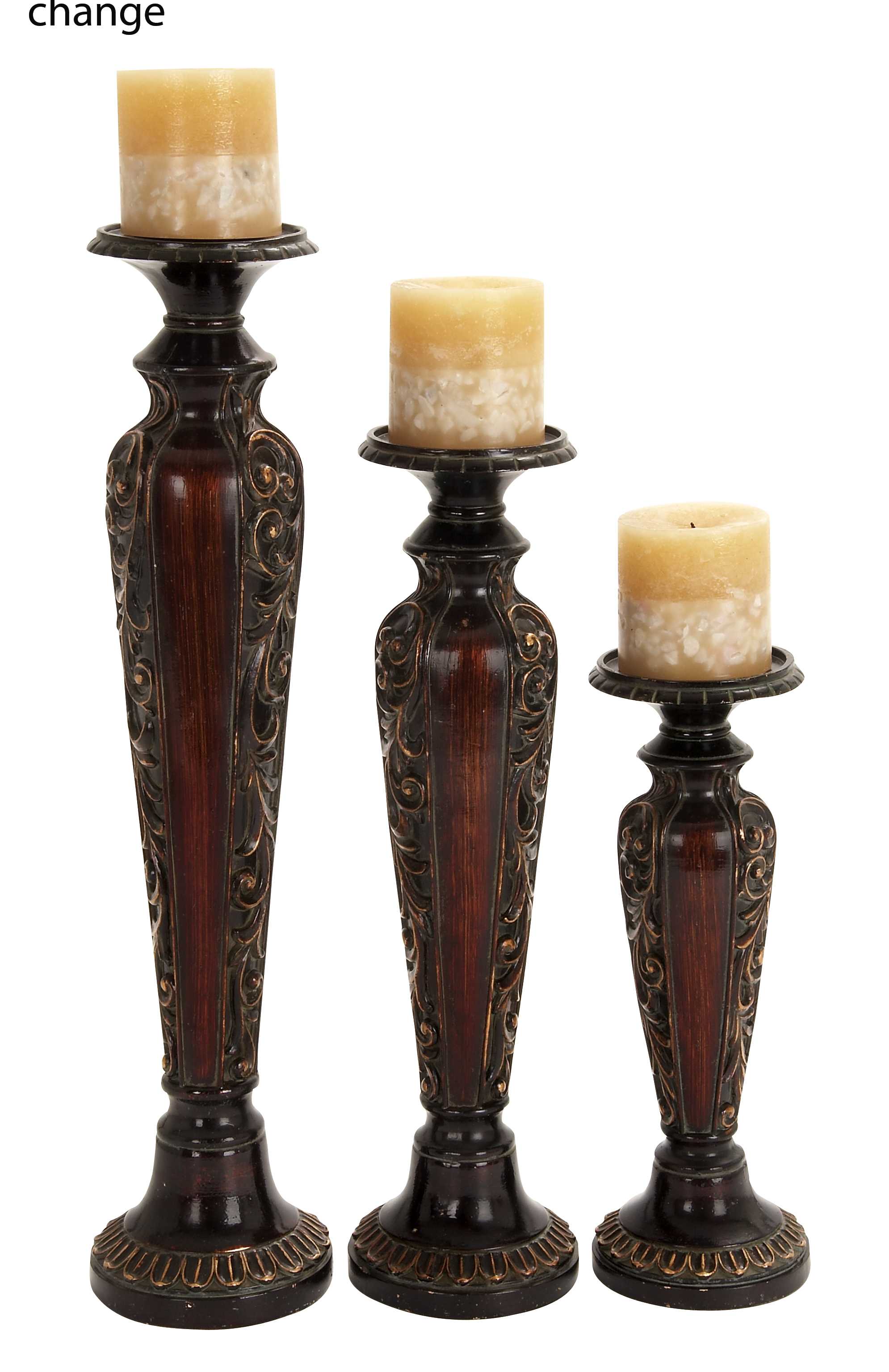 Polystone Candle Holder Set Of 3