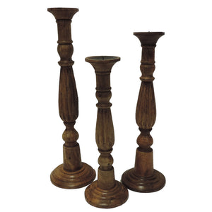 Wood Candle Holder S/3 24",21",18"H