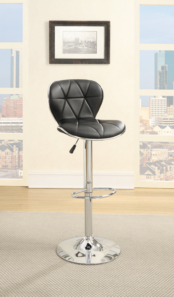 Leather Upholstered Bar Stool With Gas Lift Black Set of 2