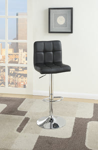 Armless Chair Style Bar Stool With Gas Lift Black And Silver Set of 2