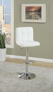 Armless Chair Style Bar Stool With Gas Lift White And Silver Set of 2