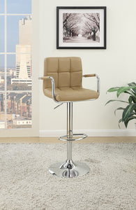 Arm Chair Style Bar Stool With Gas Lift Brown And Silver Set of 2