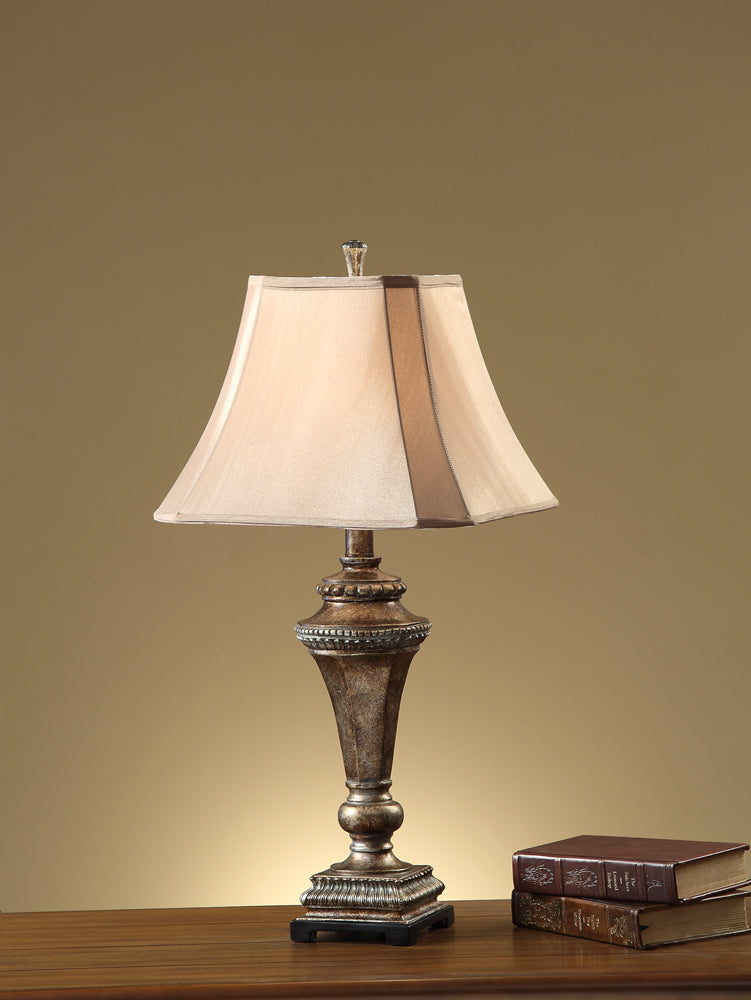 Square Shade Table Lamp With Pillar Stand Set of 2