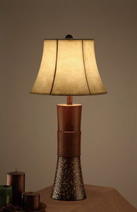 Bell Shade Table Lamp With Tall Base Stand Brown set of 2