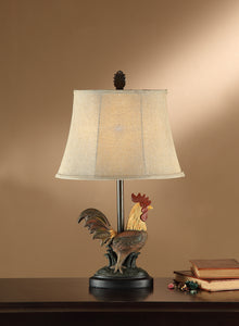 Tan Shade Table Lamp With Rooster Base Set of 2 Multicolor