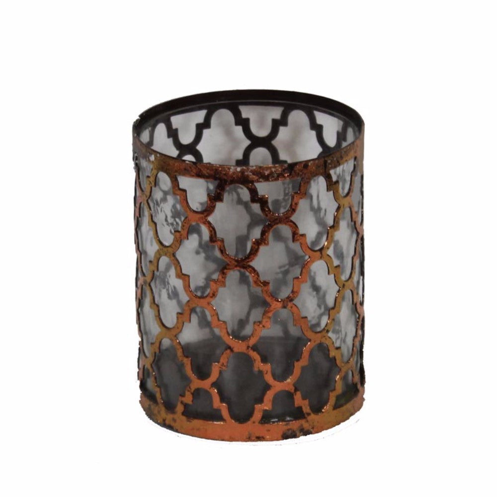 Metal/Glass Candle Holder, Copper