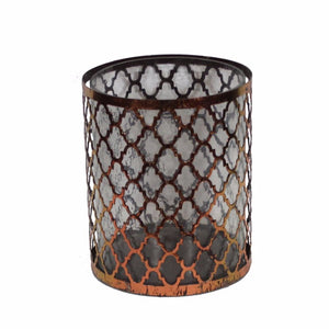 Distressed Metal/Glass Candle Holder, Copper