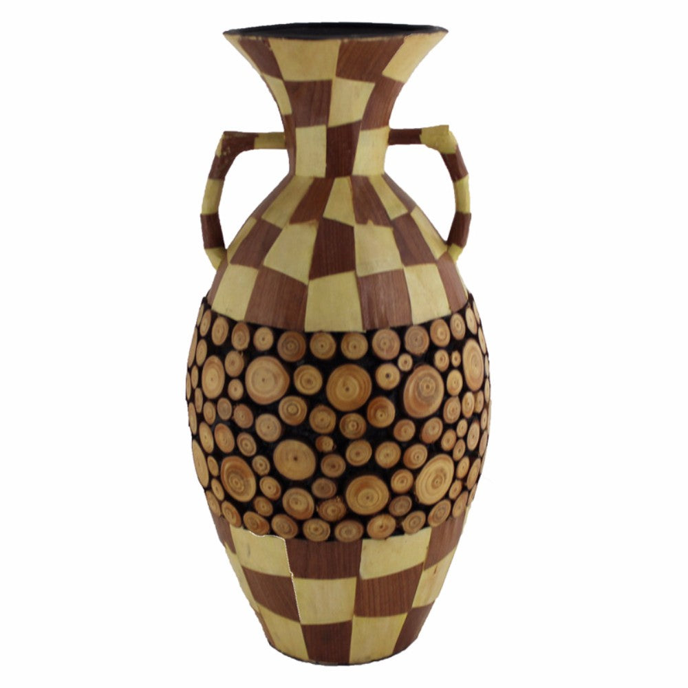 Ceramic/Wood Encrusted Vase, Multicolor