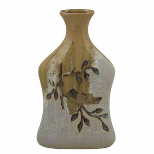 Decorative Ceramic Vase, White And Brown