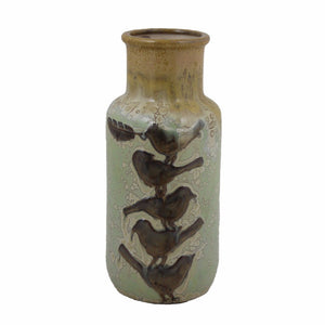 Ceramic Vase, Green And Brown