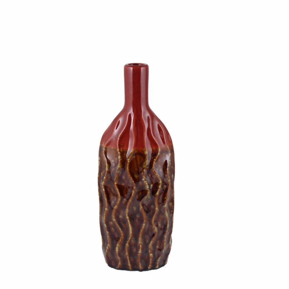 Ceramic Vase, Red And Brown