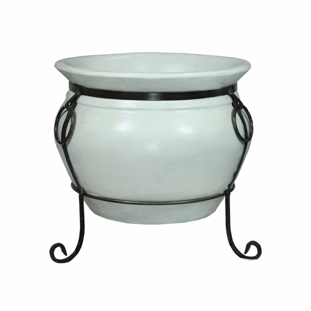 Adorning Ceramic Flower Pot, White