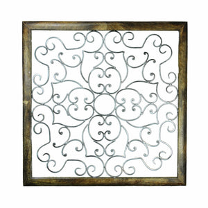 Well-Made Wood And Iron Wall Decor, Brown And Silver